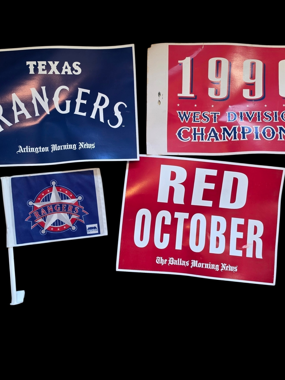 Vintage 96 Texas Rangers AL West Division Champions Fan Pack Pin Poster Flag Lot